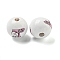 Natural Wood European Beads, Large Hole Beads, Round with Cow Pattern, White, 16mm, Hole: 4mm