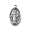 Brass Pendants, Oval with Virgin Mary Pattern, Cadmium Free & Lead Free, Long-Lasting Plated, Rack Plating, Antique Silver, 20.5x11.5x2mm, Hole: 1.5mm
