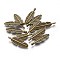 Tibetan Style Alloy Feather Pendants, Cadmium Free & Nickel Free & Lead Free, Antique Bronze, 29x8.5x3.5mm, Hole: 2mm
