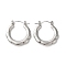 Non-Tarnish 304 Stainless Hoop Earrings for Women, Flower, Stainless Steel Color, 25x24x3mm