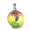 Flat Round 201 Stainless Steel Acrylic Pendants, Map, 24.5x19.5x12mm, Hole: 5.5x4mm