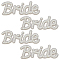 4Pcs Computerized Embroidery Cloth Iron on/Sew on Patches, Costume Accessories, Appliques, with Glass and Resin, Word Bride, White, 51x145x6mm