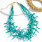Boho Coral Shaped Glass Seed Beaded Cluster Necklaces, Golden, Dark Turquoise, 17.72 inch(45cm)