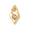 Ion Plating(IP) 304 Stainless Steel with Rhinestone Pendants, with Jump Ring, Real 14K Gold Plated, Heart Lock Charm, Juicy Peach, 20x11.5x6mm, Hole: 5x3mm