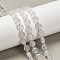 Natural White Agate Beads Strands, Flat Round, Faceted, with Seed Beads, 8x8x5mm, Hole: 0.9mm, about 40~41pcs/strand, 15.43~15.55''(39.2~39.5cm)