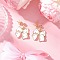 Alloy Enamel Earrings, Bowknot, with 304 Stainless Steel and Brass, Golden, White, 25x21mm