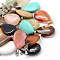 Teardrop Natural & Synthetic Mixed Stone Pendants, with Platinum Plated Brass Findings, 25~29x16~17x5~6mm, Hole: 2x7mm