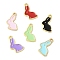 Eco-friendly Alloy Enamel Pendants, Rabbit Charm, Mixed Color, 17x10x1.5mm, Hole: 1.4mm