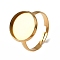 304 Stainless Steel Adjustable Ring Components, Round Pad Ring Settings, Ion Plating(IP), Real 18K Gold Plated, Tray: 14mm, 16mm, Inner Diameter: 19mm