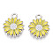 Alloy Enamel Pendants, Daisy, Mixed Color, Light Khaki, 16x13x2mm, Hole: 2mm