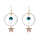 Boucles d'oreilles pendantes grand cercle en perles de verre EJEW-SW00015-03-1