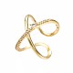Real 18K Gold Plated Brass Criss Cross Cuff Ring RJEW-S045-130-NF-4