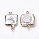 Conectores de eslabones de perlas keshi de perlas barrocas naturales chapadas PEAR-Q008-06-2