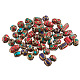 50PCS Mixed Antique Golden Handmade Tibetan Style Beads, Brass with Coral and Turquoise, Antique Golden, 12~25x8~13mm