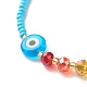 Плоский круглый браслет лэмпворк с плетеными бусинами от сглаза BJEW-JB07234-03-5