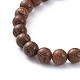 Bracelets extensibles en perles de bois unisexes BJEW-JB04956-4