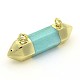 Golden Tone Pointed Brass Natural & Synthetic Bullet Pendants G-M125-M-2