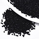 ガラスシードビーズ  機械刺繍に適合  不透明色の光沢  ラウンド  ブラック  2x1.5mm  穴：1mm  約3333個/50g X-SEED-S042-03B-01-1