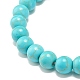 Bracelet extensible perlé rond turquoise synthétique avec goutte charm pour femme BJEW-JB07584-6