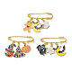 3 pièces 3 style halloween thème citrouille & lune & chauve-souris & fantôme alliage émail breloques épingle à nourrice broches JEWB-BR00095-1