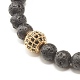Stretch-Armband mit runden Perlen aus natürlichem Lavagestein und Zirkonia BJEW-JB07200-6