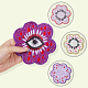 HOBBIESAY 3Pcs 3 Colors Flower with Eye Pattern Cloth Embroidery on Applique Patch PATC-HY0001-27-4