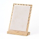 Bamboo Necklace Display Stand, L-Shaped Long Chain Display Stand, Rectangle, Linen, 17.5x24.5cm