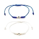 2Pcs Flat Round with Heart Acrylic Braided Bead Bracelets Set with Glass Seed BJEW-JB08034-05-1