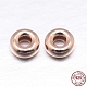 Véritables perles d'espacement plates rondes en argent sterling plaquées or rose 925 STER-M103-02-5mm-RG-1