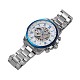 合金の腕時計ヘッド機械式時計  ステンレス製の時計バンド付き  ブルー＆ステンレス鋼色  220x20ミリメートル  ウオッチヘッド：51x52x14.5ミリメートル ：ウオッチフェス：39ミリメートル WACH-L044-03D-2