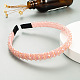 キラキラ光るガラスビーズのヘアバンド  女性女の子のためのパーティーヘアアクセサリー  ピンク  12mm OHAR-PW0007-27F-1