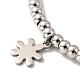 304 bracelet à breloques flocon de neige en acier inoxydable avec 201 perles rondes en acier inoxydable pour femme BJEW-B057-19P-2