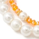 Set di braccialetti elasticizzati con perline di vetro e perle di conchiglia in stile pasquale da 2 pz BJEW-TA00303-02-3
