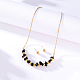 Natural Obsidian Chips Pendant Necklace & Round Ball Stud Earrings RE2952-3-3