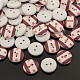 2-Hole Flat Round Star Printed Wooden Sewing Buttons X-BUTT-M004-05-1