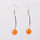 Dangling Gemstone Round Bead Earrings EJEW-JE01361-2