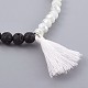 Bracelets avec pendentif pompon en fil de coton BJEW-JB04022-02-2