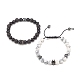 Bracelet de perles tressées en zircone cubique 2pcs 2 styles BJEW-JB08050-01-4