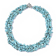3-Layered Synthetic Turquoise Chip Beaded Necklaces NJEW-S419-01D-1