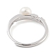 Круглые кольца на палец с натуральным жемчугом и цирконием STER-Z009-07P-3