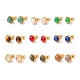 Natural Gemstone Half Round Stud Earrings EJEW-K092-01G-1