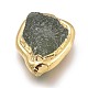 天然プレナイトビーズ  金メッキ真鍮製エッジ  粗い原石  ナゲット  19~26x14.5~20x6~17.5mm  穴：0.7~0.9mm G-L543-036G-2