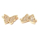 Brass Micro Pave Clear Cubic Zirconia Connector Charms KK-E068-VF248-3