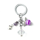 Porte-clés pendentif cœur en alliage et puces de pierres précieuses avec chamr en acrylique ange KEYC-JKC00541-2