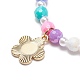 5pcs 5 bracelets de perles de style rond et coeur et trèfle BJEW-JB08929-6