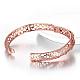 Rose Gold Plated Filigree Brass Cubic Zirconia Hollow Bangles BJEW-BB05661-RG-4