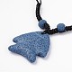 Fisch Lava Rock Anhänger Halsketten NJEW-D206-01-2