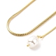 304 collier chaîne serpent rond en acier inoxydable avec breloque pompon perle acrylique pour femme NJEW-P271-07G-2