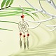 Плоские круглые подвески из сплава в тибетском стиле с сеткой/паутиной и перьями HJEW-JM00543-02-2