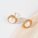 Плоские круглые серьги-гвоздики из латуни с имитацией жемчуга KK-D301-10G-4